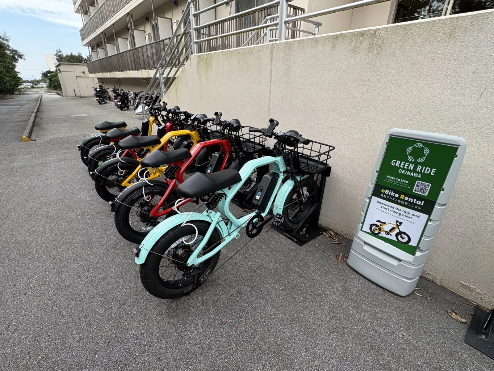 寮にはレンタサイクル【グリーンライド】があるのでこちらを使えば買い物も楽ちんです！