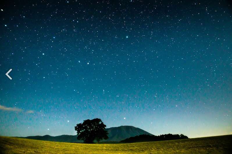 【小岩井農場一本桜と岩手山】 夜の満点の空の中で癒されてください♪