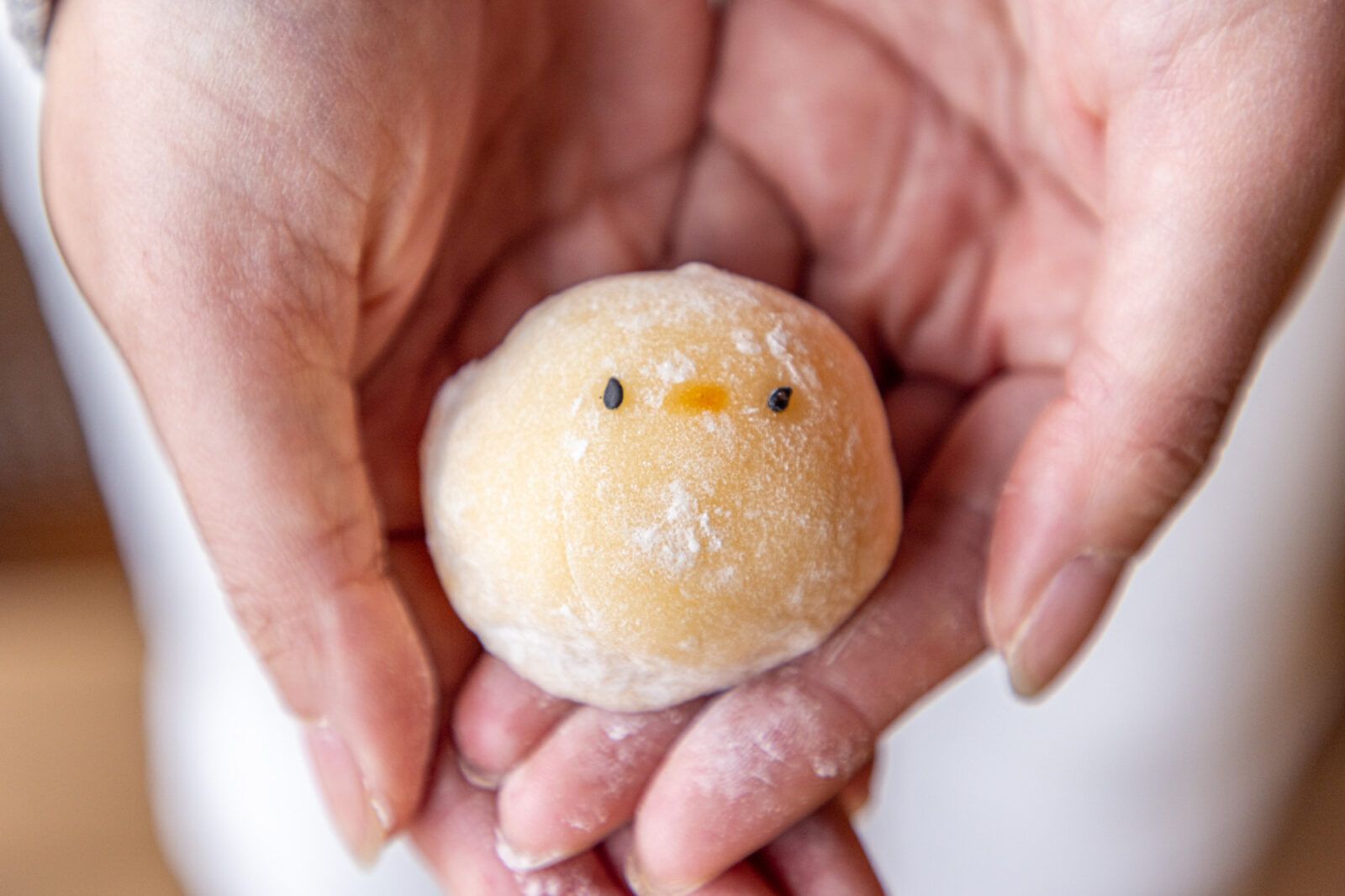 ----- 人気商品の黄身餡をバター風味の生地で包んだ「ひよこ餅」など甘さ控えめで思わず写真に撮りたくなる可愛さ -----