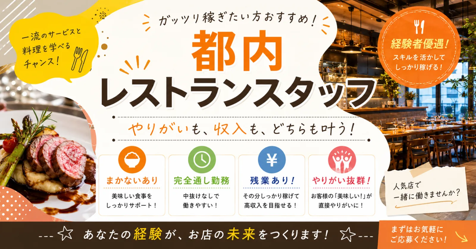 【高時給1,600円！経験者必須！】池袋・新宿で働こう！レストラン経験者募集中！