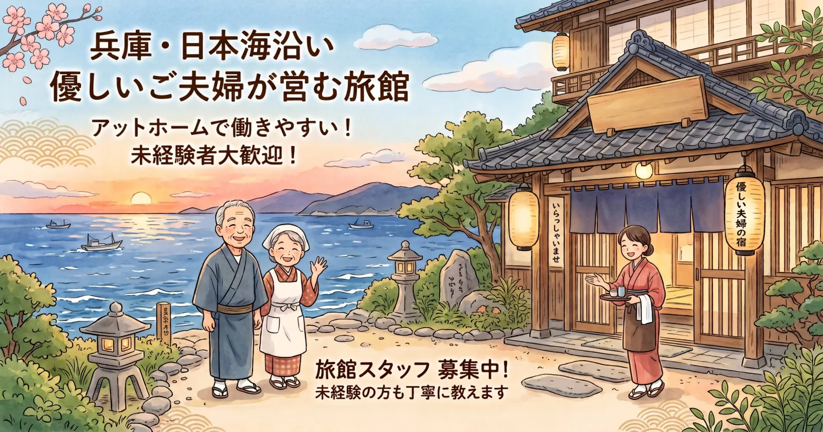 【1名限定】【時給1400円×個室寮完備×とにかく優しい現場で働きやすい！】ご夫婦が営む旅館で全般業務